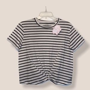 NWT Ivory Ella Striped Semi-Crop Top